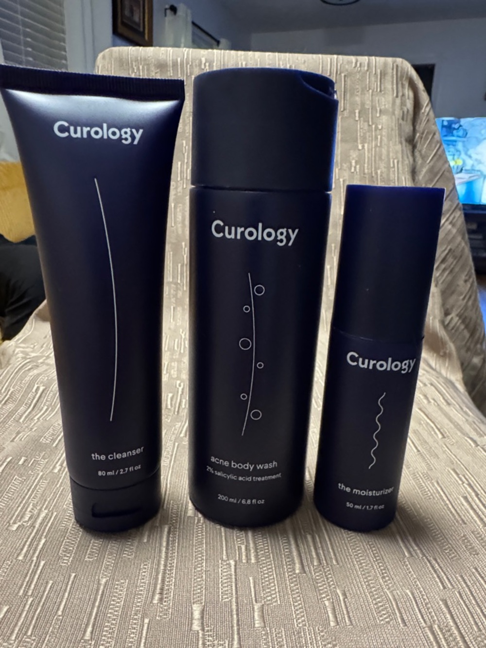 Lot of 3 Curology The Cleanser 2.7oz~ The Moisturizer 1.7oz~ Body Wash 6.8oz